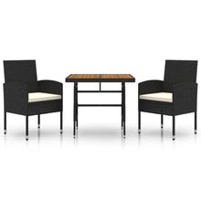 3-Delige Tuinset Poly Rattan 2 Zwart en crème