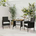 Tuinset 3-delig poly rattan zwart crème