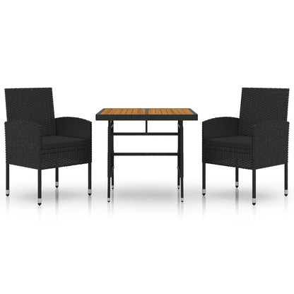 Tuinset Poly Rattan 3 Zwart