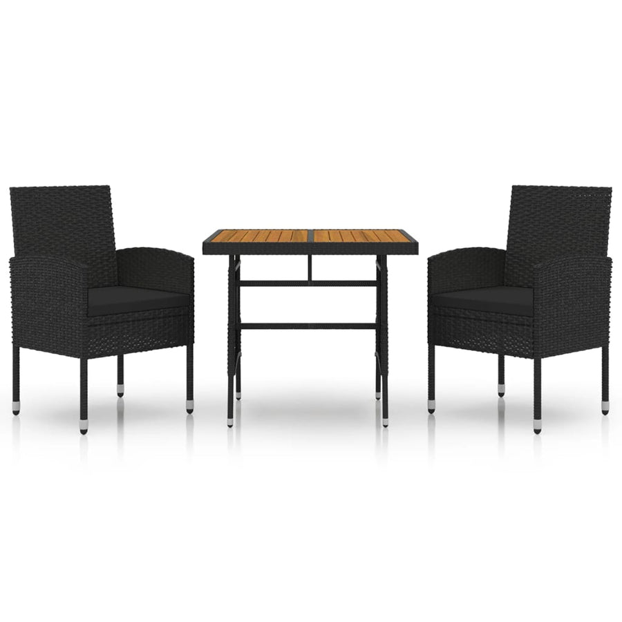 Tuinset Poly Rattan 3 Zwart