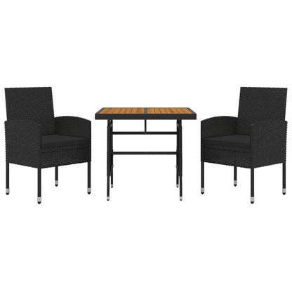 Tuinset Poly Rattan 3 Zwart
