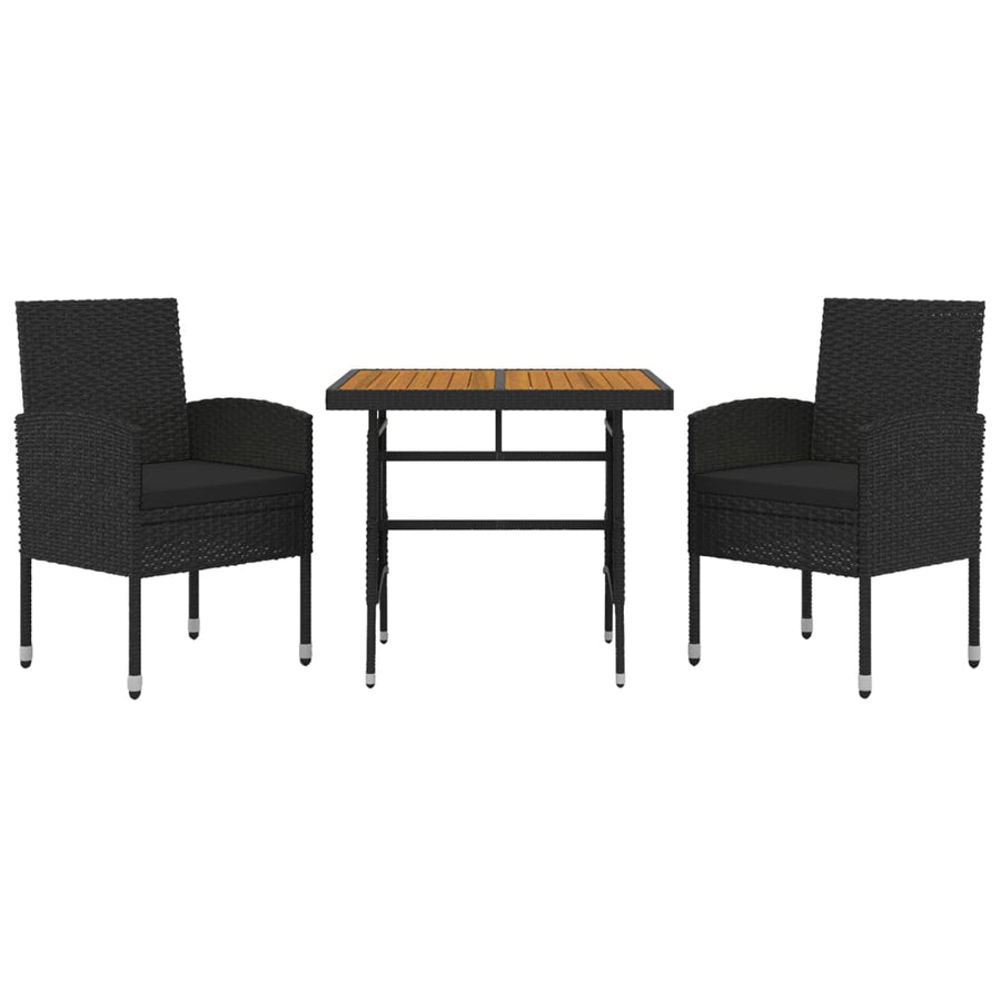 Tuinset Poly Rattan 3 Zwart