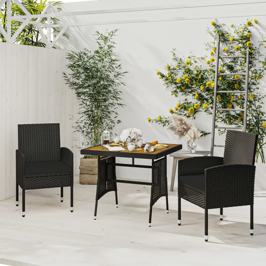 Tuinset Poly Rattan 3 Zwart