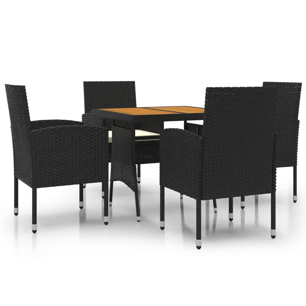 5-Delige Tuinset Poly Rattan 4 Zwart en crème