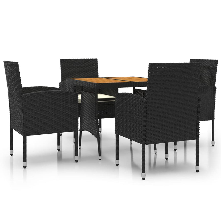 5-Delige Tuinset Poly Rattan 4 Zwart en crème