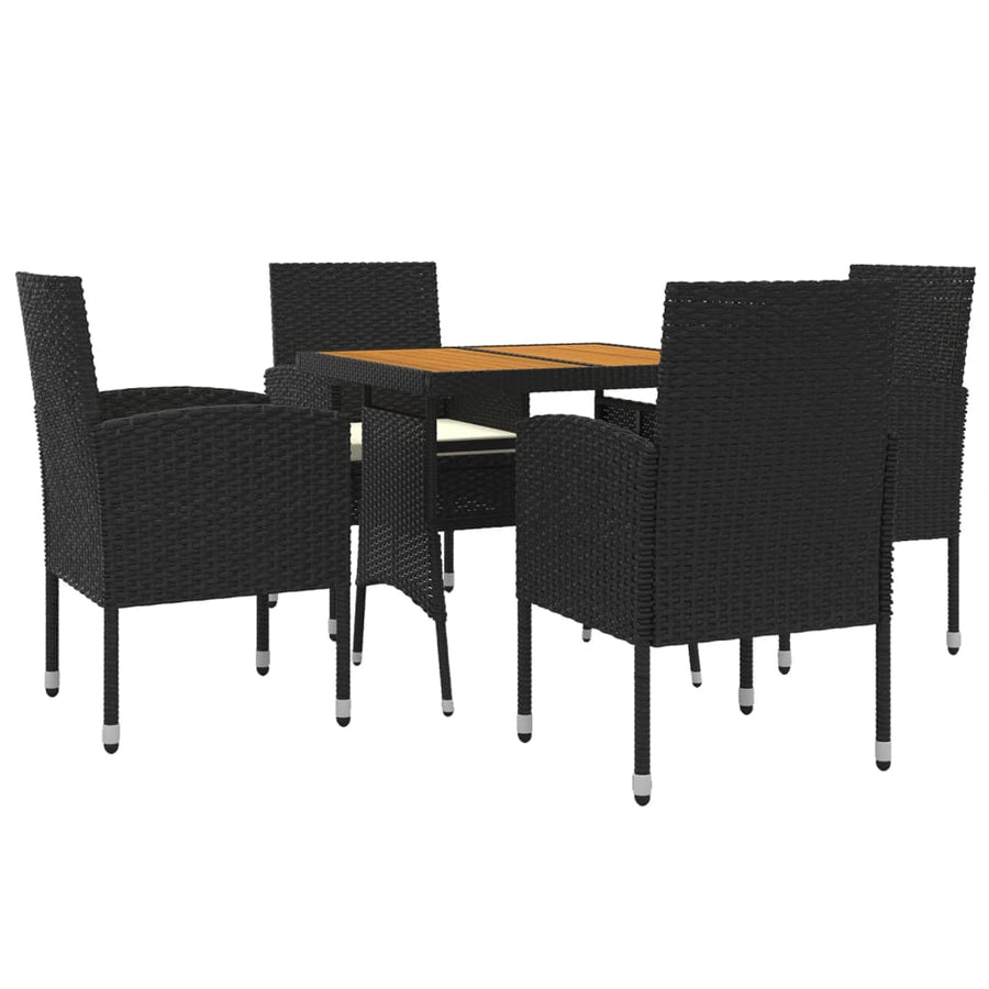 5-Delige Tuinset Poly Rattan 4 Zwart en crème