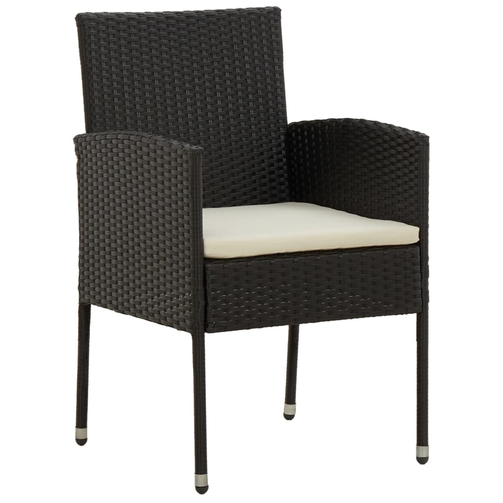 5-Delige Tuinset Poly Rattan 4 Zwart en crème