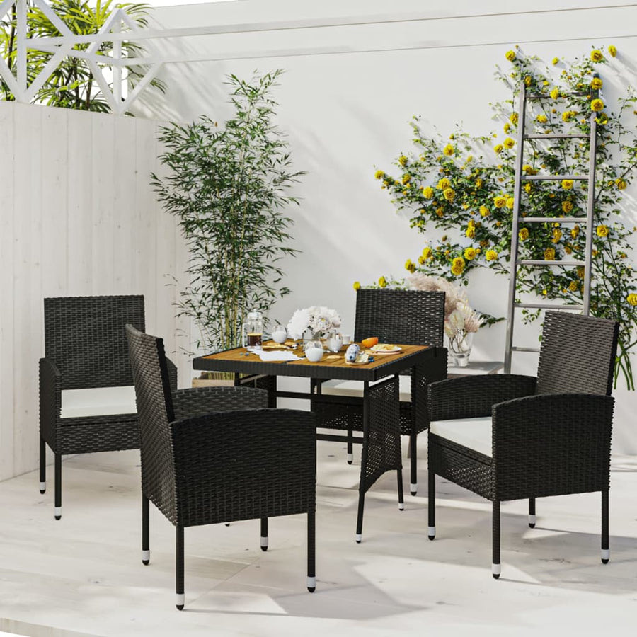 5-Delige Tuinset Poly Rattan 4 Zwart en crème
