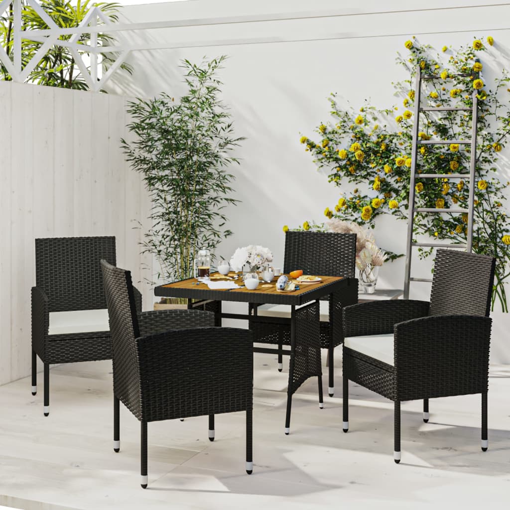 5-Delige Tuinset Poly Rattan 4 Zwart en crème