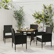 Tuinset 5-delig poly rattan zwart
