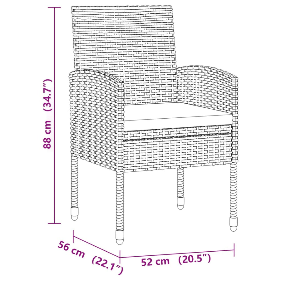 5-Delige Tuinset Poly Rattan 4 Zwart