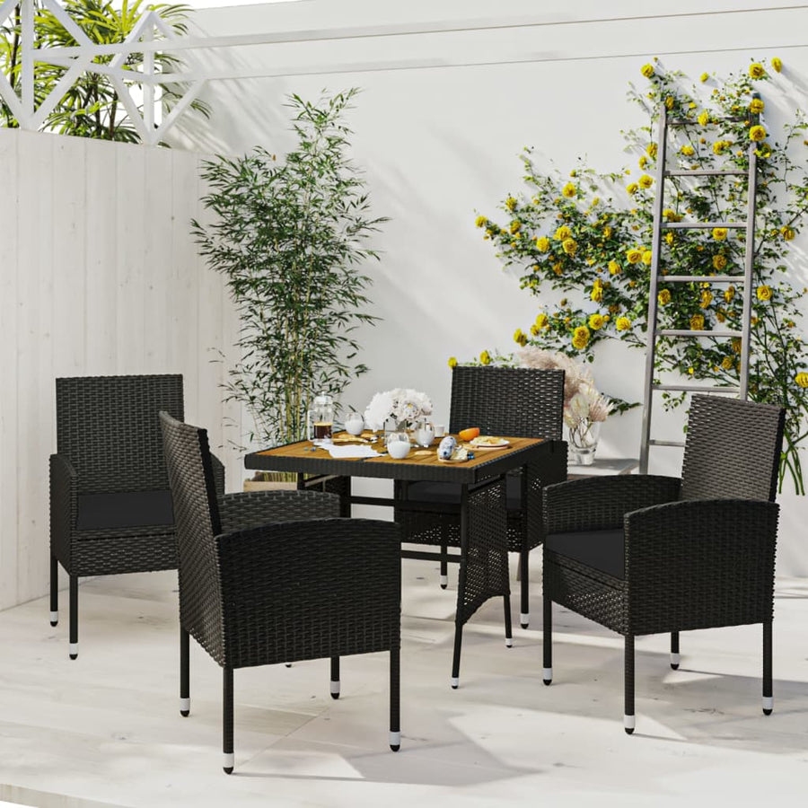 5-Delige Tuinset Poly Rattan 4 Zwart