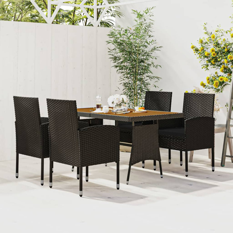 5-Delige Tuinset Poly Rattan 4 Zwart