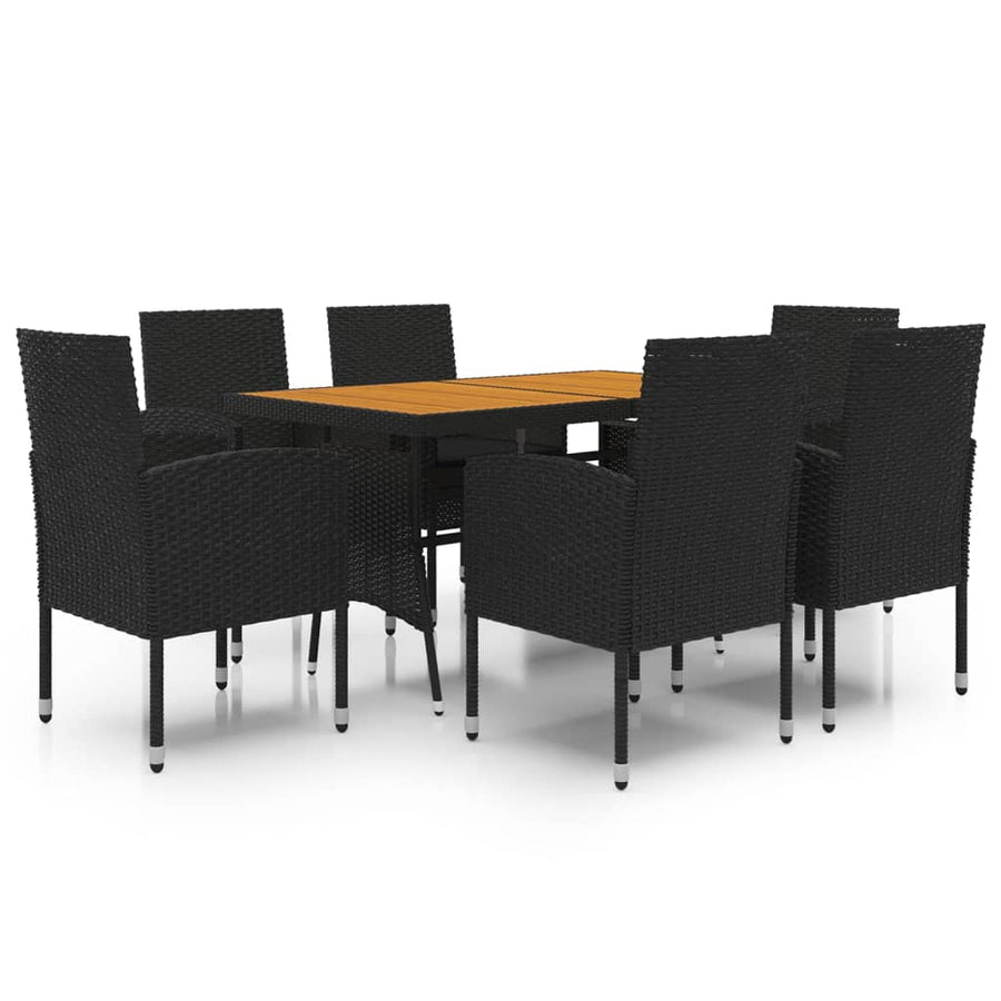 Tuinset Poly Rattan 7 Zwart