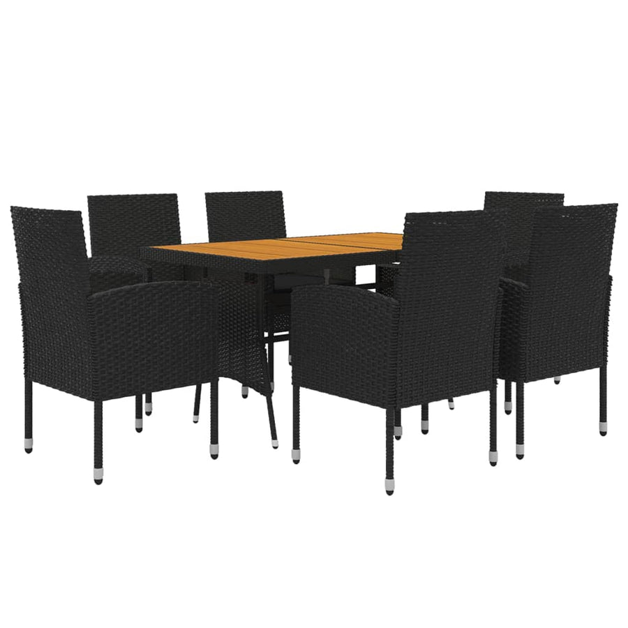 Tuinset Poly Rattan 7 Zwart