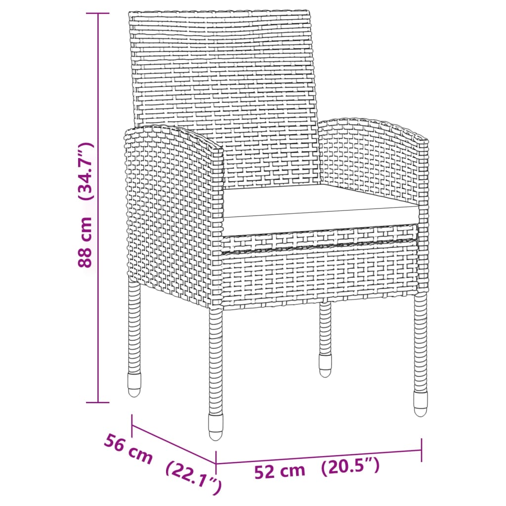 Tuinset Poly Rattan 7 Zwart