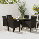 7-piece poly rattan garden set black