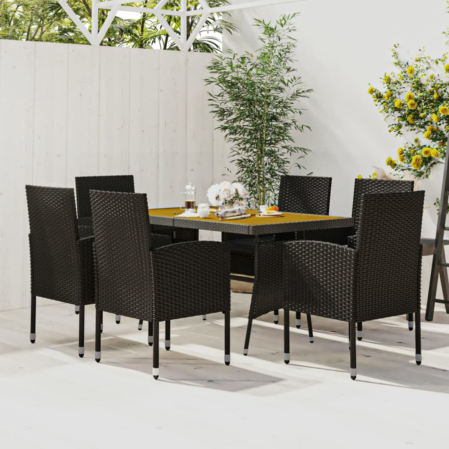 Tuinset Poly Rattan 7 Zwart