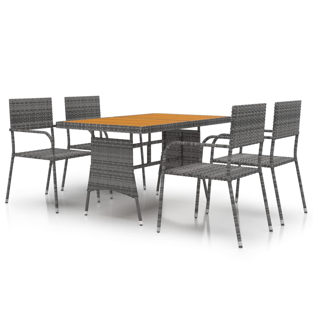 5-delige Tuinset poly rattan grijs