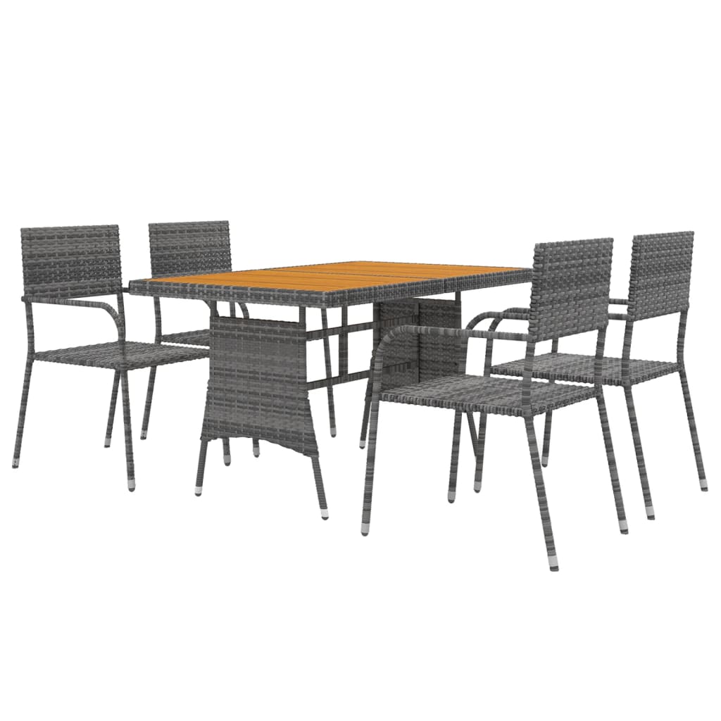 5-delige Tuinset poly rattan grijs