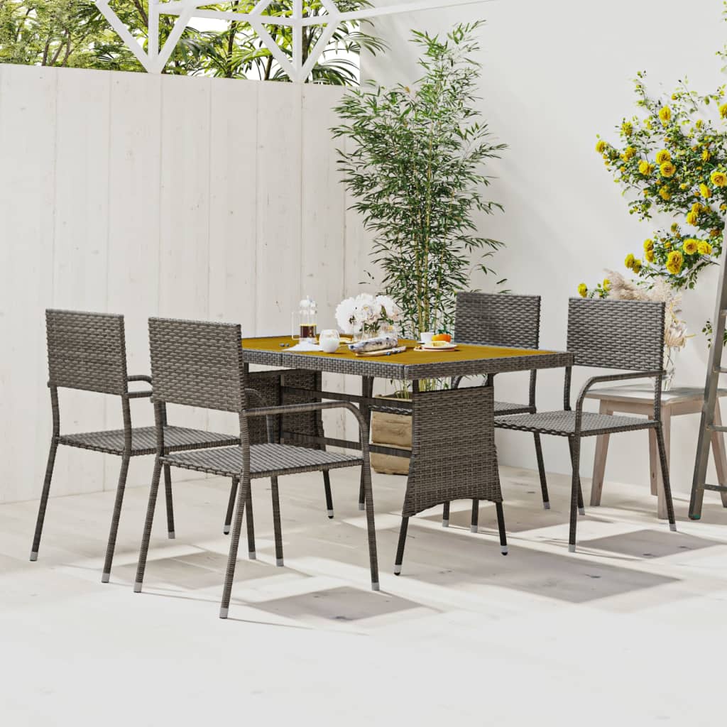 5-delige Tuinset poly rattan grijs