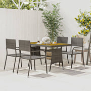 Tuinset 5-delig poly rattan grijs acaciahout