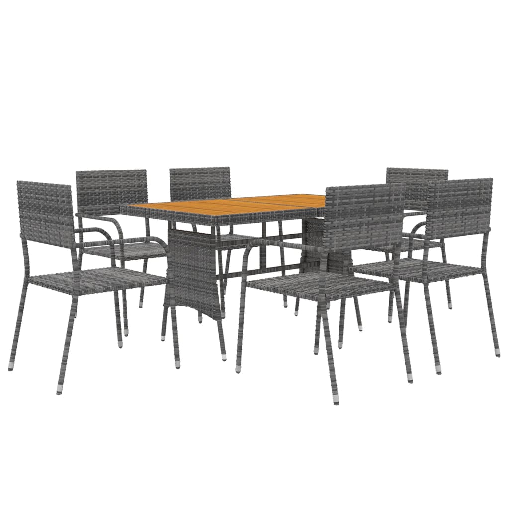 7-delige Tuinset poly rattan grijs