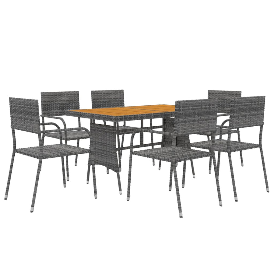 7-delige Tuinset poly rattan grijs