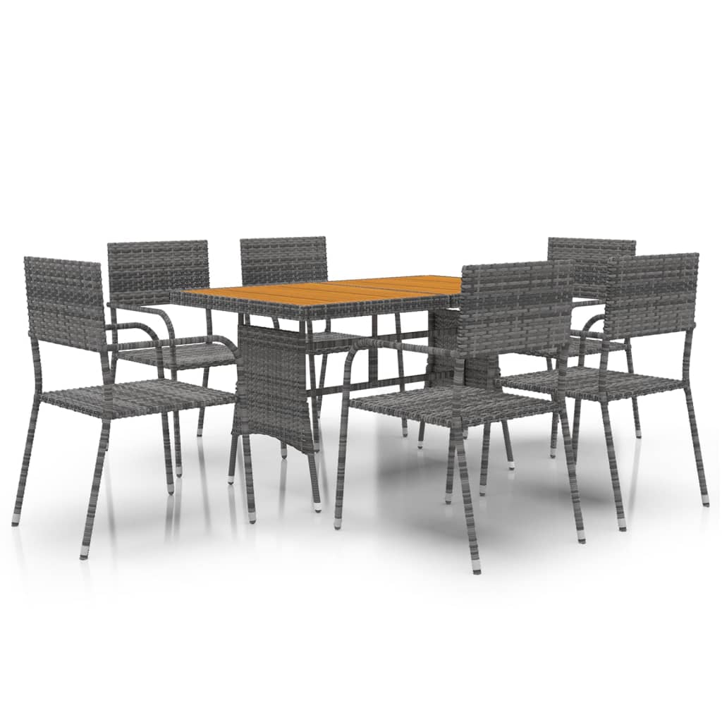 7-delige Tuinset poly rattan grijs