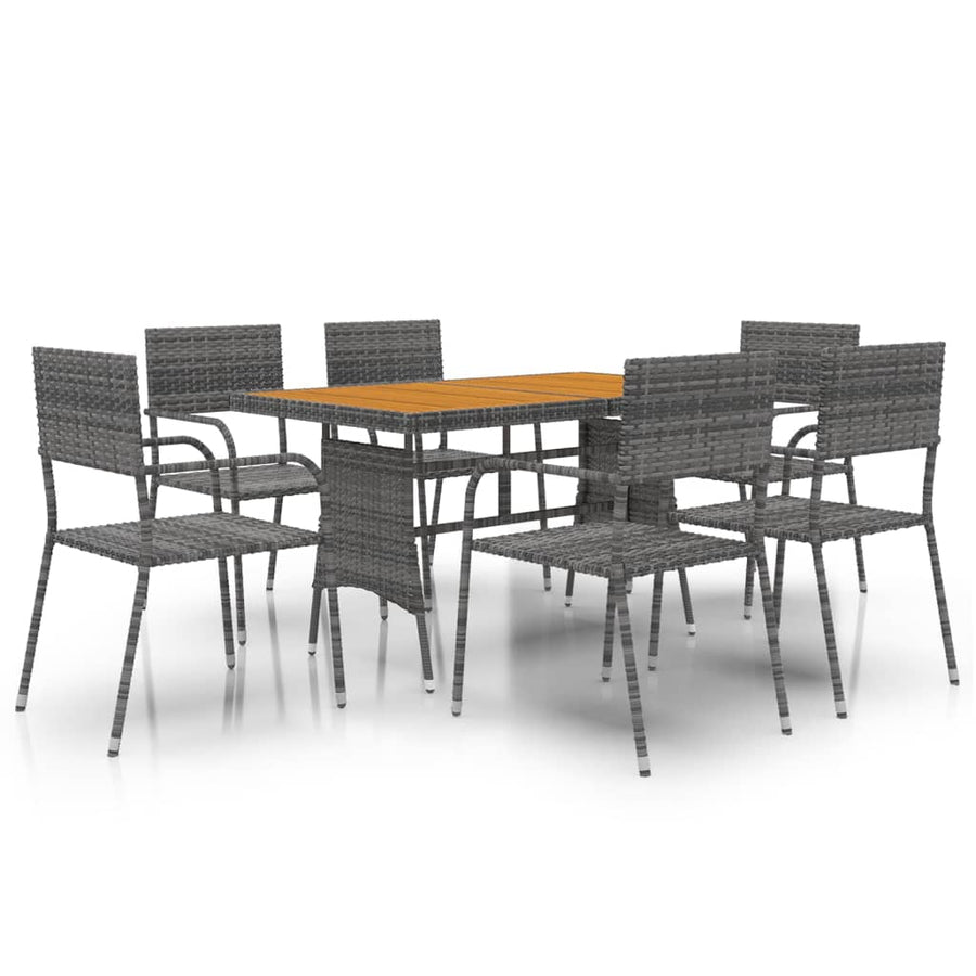 7-delige Tuinset poly rattan grijs