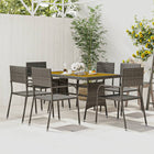 Tuinset 7-delig poly rattan grijs acaciahout