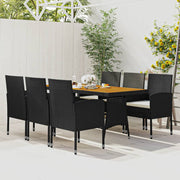7-piece Outdoor Dining Set poly rattan black
