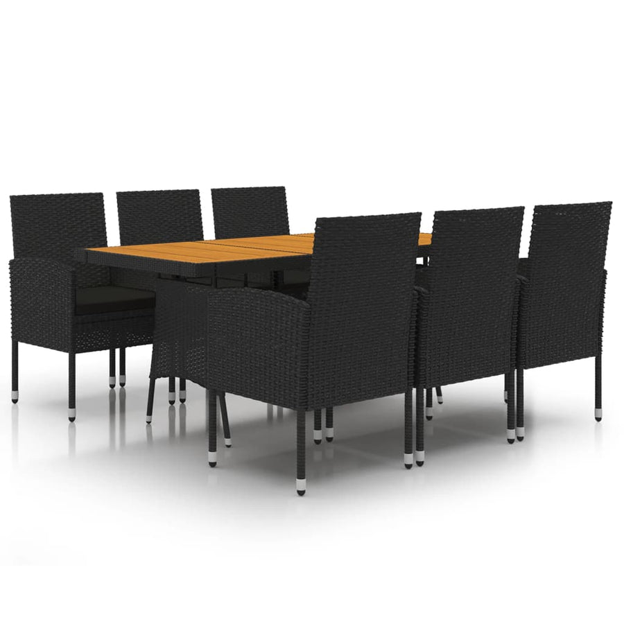 Tuinset Poly Rattan 7 Zwart