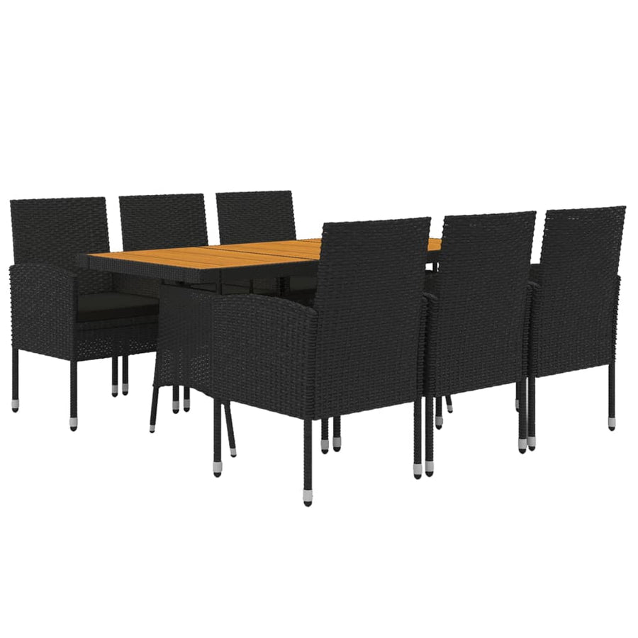 Tuinset Poly Rattan 7 Zwart