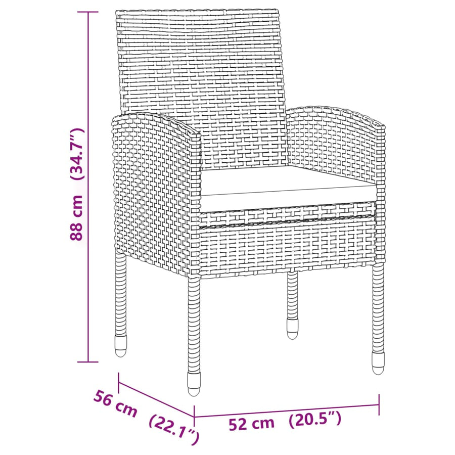 Tuinset Poly Rattan 7 Zwart
