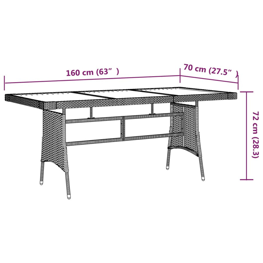 Tuinset Poly Rattan 7 Zwart