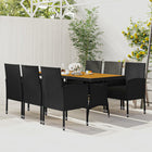 7-piece poly rattan garden set black