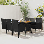 7-piece poly rattan garden set black