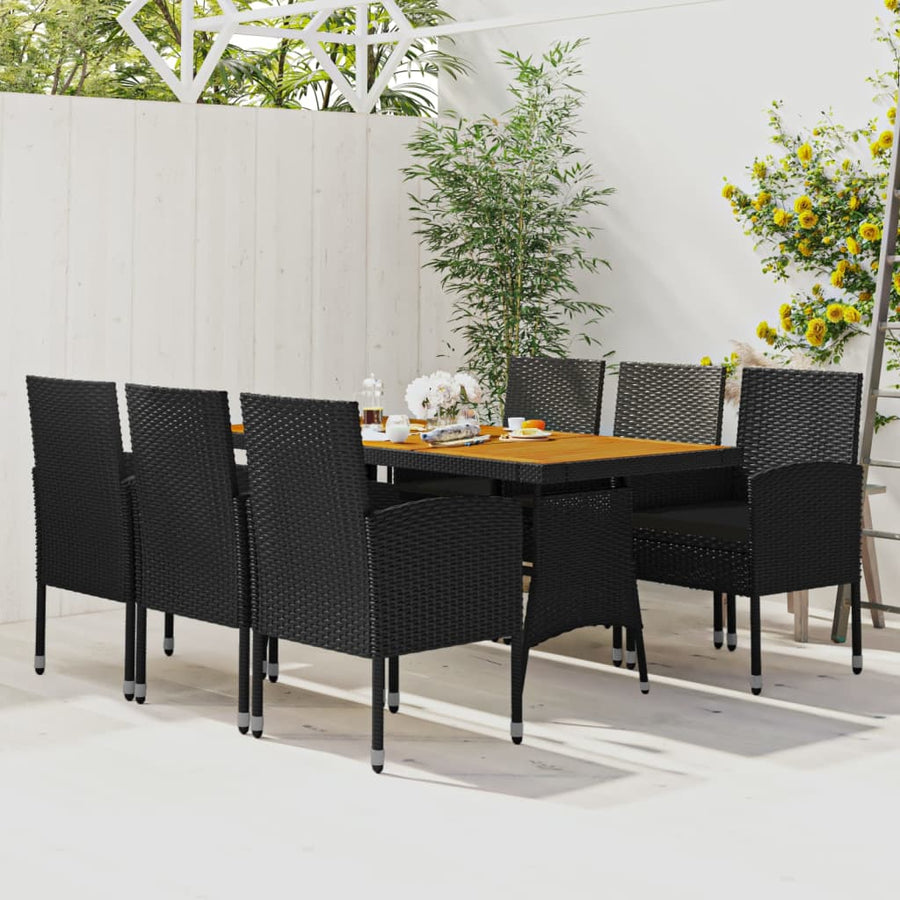 Tuinset Poly Rattan 7 Zwart
