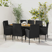 Tuinset 9-delig poly rattan zwart