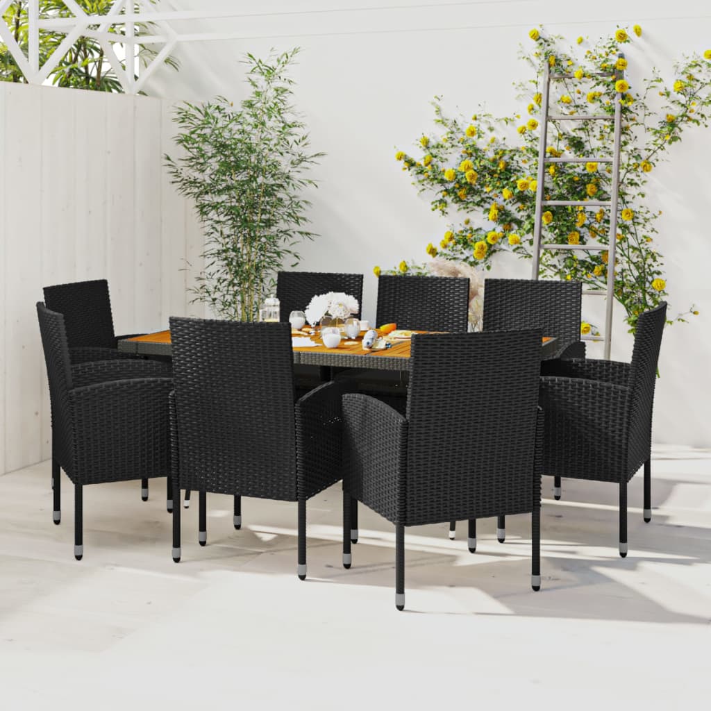 9-Delige Tuinset Poly Rattan 8 Zwart