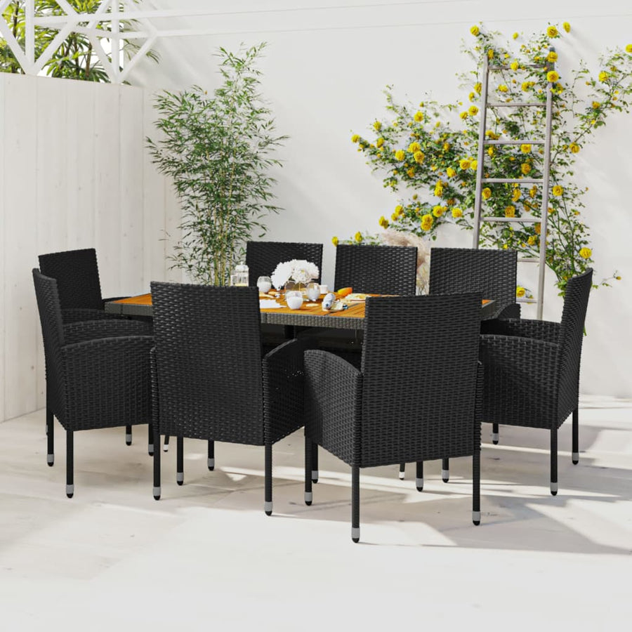 9-Delige Tuinset Poly Rattan 8 Zwart