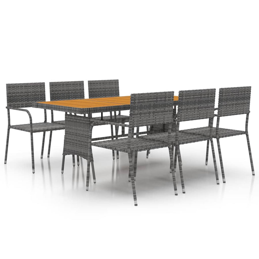7-Delige Tuinset Poly Rattan Grijs