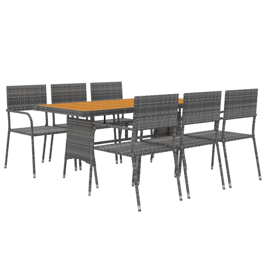 7-Delige Tuinset Poly Rattan Grijs