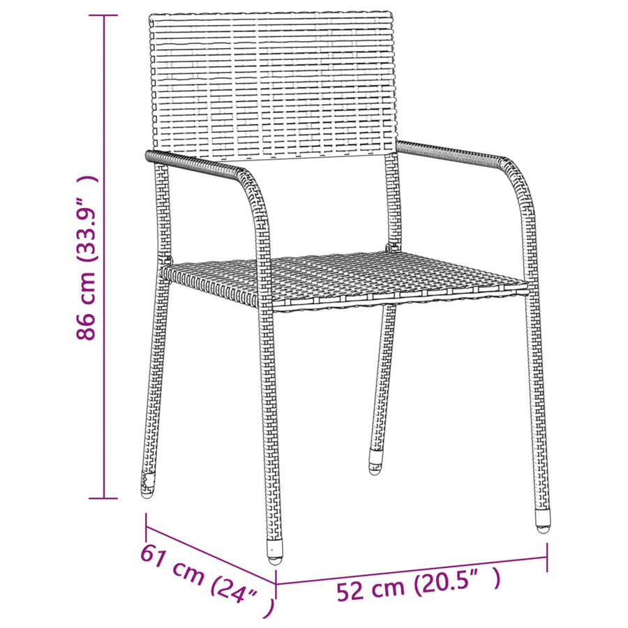 7-Delige Tuinset Poly Rattan Grijs