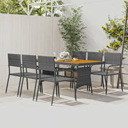 Tuinset 7-delig poly rattan grijs acaciahout