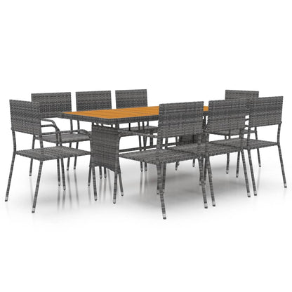 9-delige Tuinset poly rattan grijs