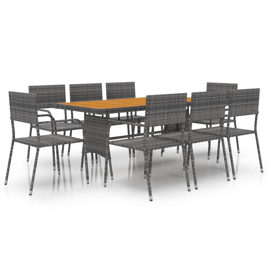 9-delige Tuinset poly rattan grijs