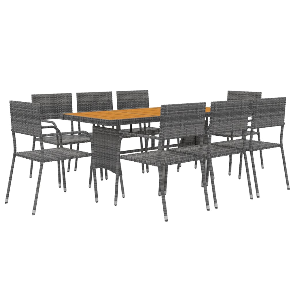 9-delige Tuinset poly rattan grijs