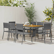 Tuinset 9-delig poly rattan grijs acaciahout 160x70x72 cm